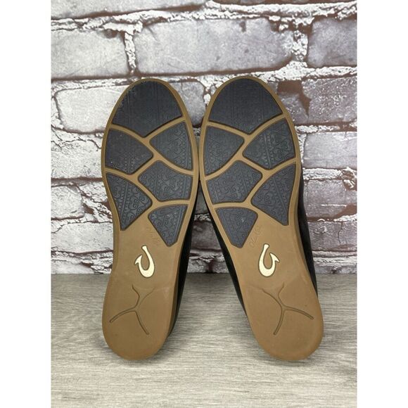 OluKai Kiele Black Leather Loafer Convertible Slip On Flats Shoes Women 9M US/39 - Picture 6 of 16